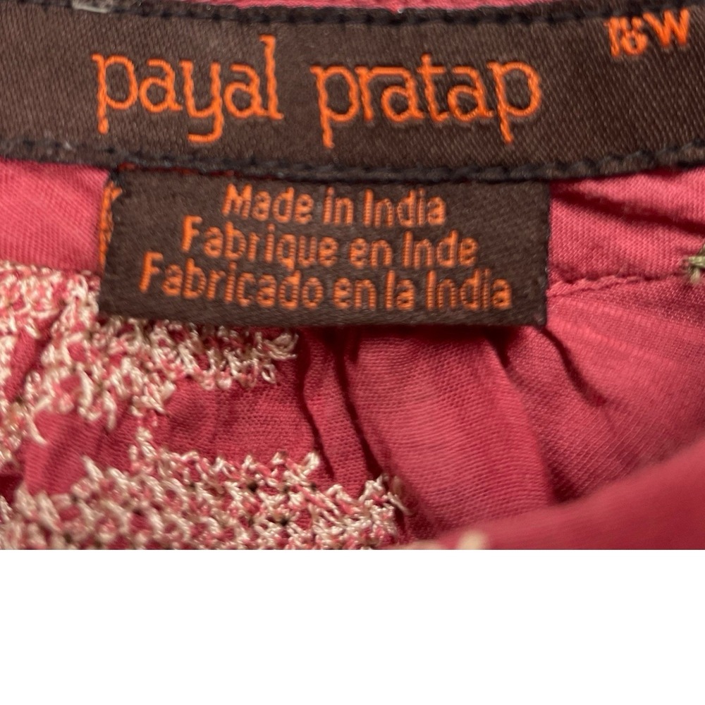 Anthropologie Payal Pratap Rhododendron Cross Stitch Embroidered Blouse - 18W - Picture 6 of 10